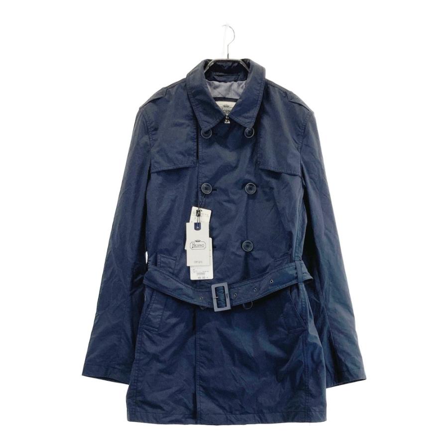 新品】HERNO ヘルノ ナイロントレンチコート ネイビー系 48 新品】HERNO ヘルノ ナイロントレンチコート ネイビー系 48