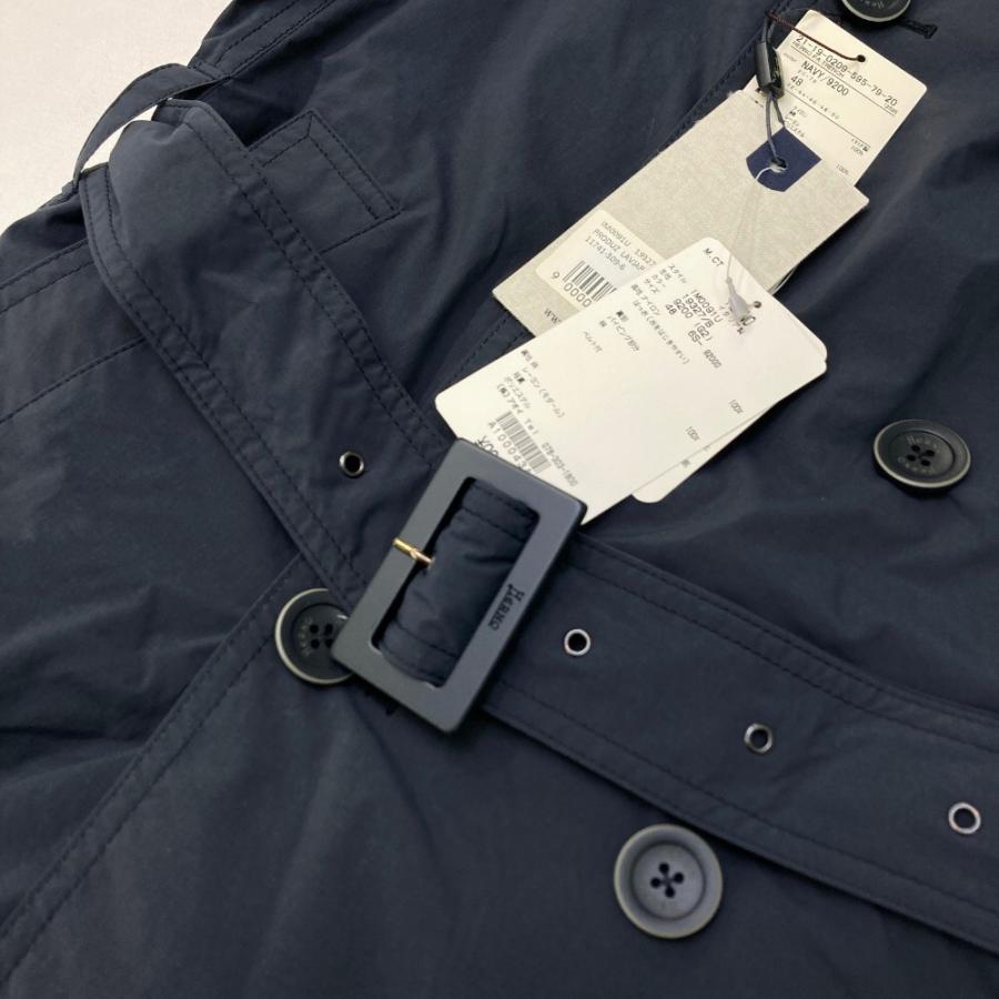 新品】HERNO ヘルノ ナイロントレンチコート ネイビー系 48 新品】HERNO ヘルノ ナイロントレンチコート ネイビー系 48