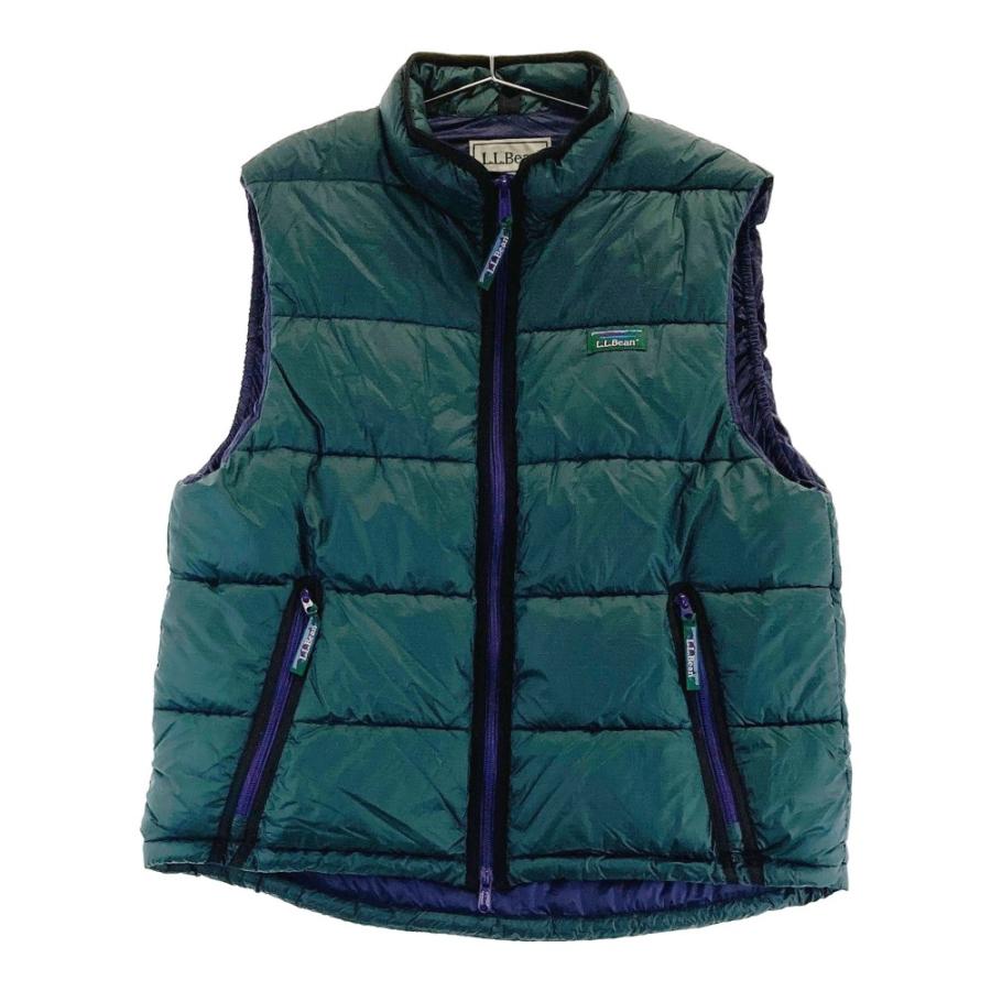 90s エルエルビーン　プリマロフト　ジップ　ベスト　グリーン　L　中綿　usa L.L.BEAN エルエルビーン 中綿 ジップベスト グリーン系 MEDIUM メンズ