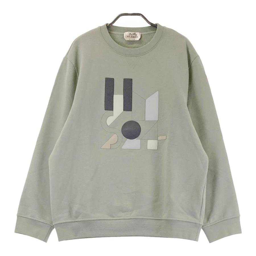 【最高級】エルメス スウェット レザーパッチ グレー HERMES 美品 HERMES（エルメス） スウェット レザーパッチ グレー系 L メンズ