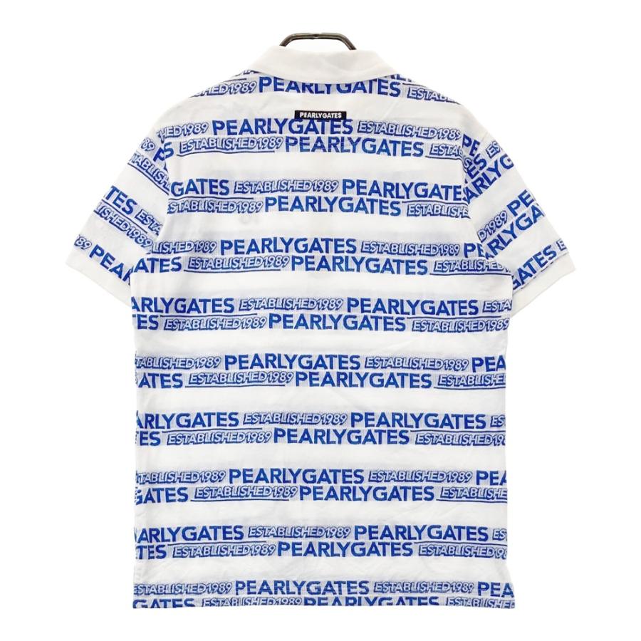 PEARLY GATES パーリーゲイツ 半袖ポロシャツ ロゴボーダー柄 ホワイト