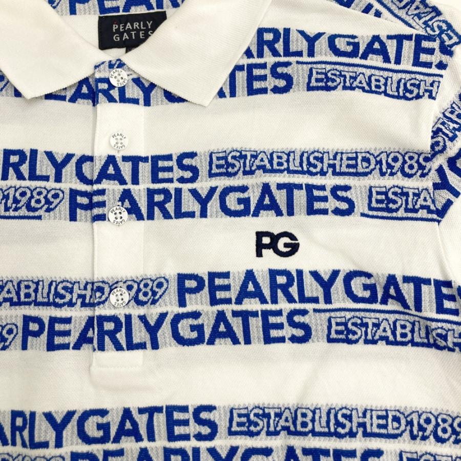 PEARLY GATES パーリーゲイツ 半袖ポロシャツ ロゴボーダー柄 ホワイト
