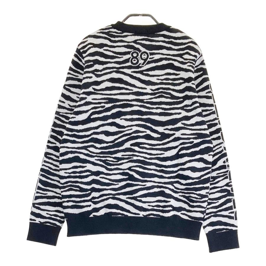 サイズ：5 PEARLY GATES パーリーゲイツ  ウール混 ニットセーター ゼブラ柄 ブラック系 [240101413557] ゴルフウェア メンズ ストスト PEARLY GATES パーリーゲイツ ウール混 ニットセーター ゼブラ柄