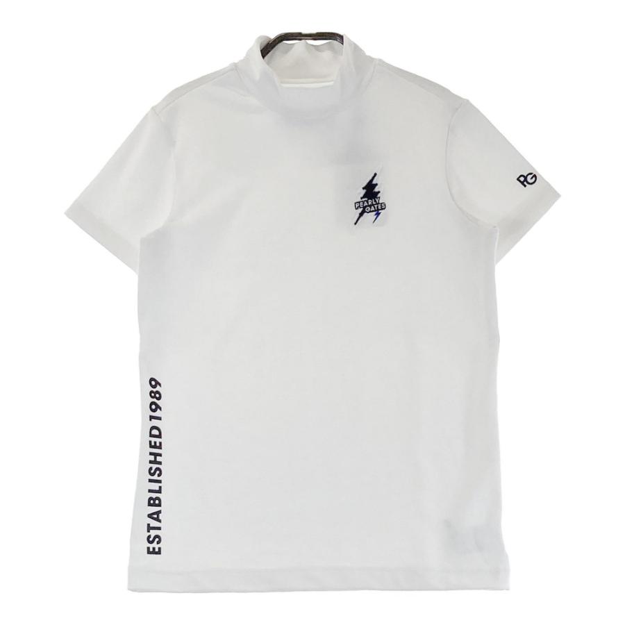 サイズ：0 PEARLY GATES パーリーゲイツ ニコちゃん ハイネック 半袖Tシャツ イナズマ ワッペン  ホワイト系 [240101414360] ゴルフウェア レディース ストスト PEARLY GATES 【美品】PEARLY パーリーゲイツ ニコちゃん