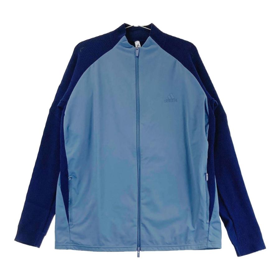  アディダス ゴルフ ウール混 ニットジャケットLサイズ 新品 ADIDAS GOLF アディダスゴルフ ニット切替 ジップジャケット ブルー系