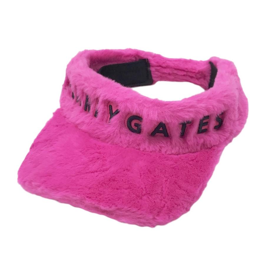 PEARLY GATES パーリーゲイツ ロゴ刺繍 ボアサンバイザー ピンク系 FR
