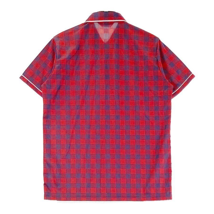 マンシングウェアMunsingwear チェック柄 半袖ポロシャツ Lサイズ Munsingwear（マンシングウェア） 半袖ポロシャツ チェック柄 レッド系