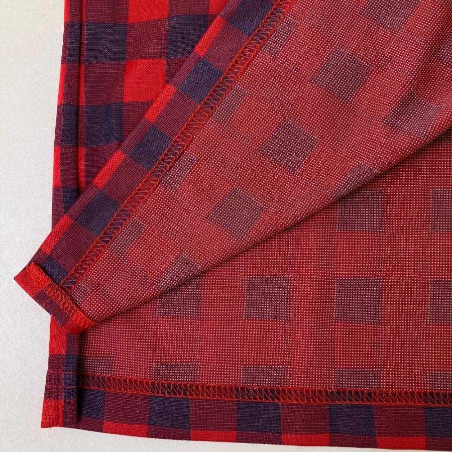 Munsingwear（マンシングウェア） 半袖ポロシャツ チェック柄 レッド系