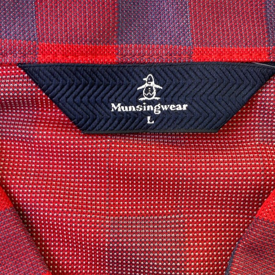 マンシングウェアMunsingwear チェック柄 半袖ポロシャツ Lサイズ Munsingwear（マンシングウェア） 半袖ポロシャツ チェック柄 レッド系