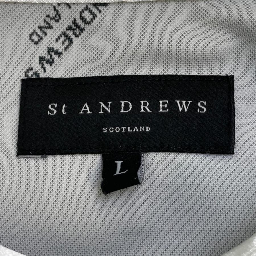 St ANDREWS セントアンドリュース 長袖ポロシャツ 総柄 グレー系 L