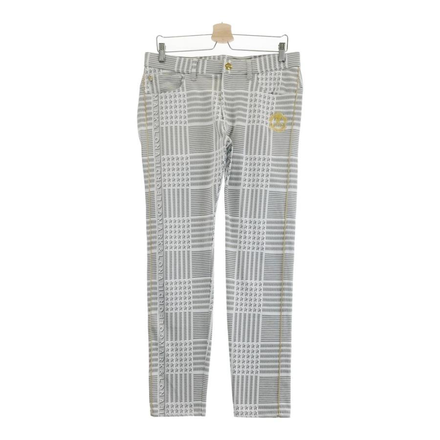 MARK&LONA ゴルフパンツ サイズ48 ホワイト スカルロゴ ストレッチ MARK&LONA マークアンドロナ ; ストレッチパンツ 総柄 ホワイト系 48