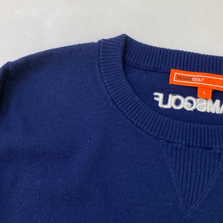 サイズ：L BEAMS GOLF ビームスゴルフ  クルーネック 長袖ニットセーター  ネイビー系 [240101417184] ゴルフウェア レディース ストスト BEAMS GOLF ビームスゴルフ クルーネック 長袖ニットセーター