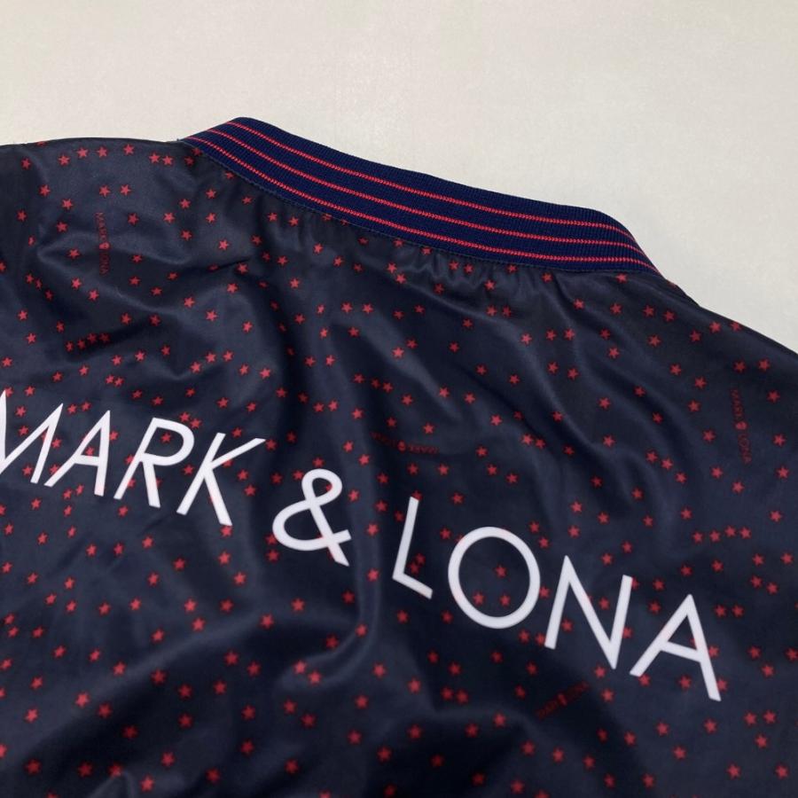 サイズ：M MARK&amp;LONA マークアンドロナ  裏メッシュ ブルゾン スカル 星柄 ネイビー系 [240101418117] ゴルフウェア メンズ ストスト MARK&LONA マークアンドロナ 裏メッシュ ブルゾン スカル 星柄