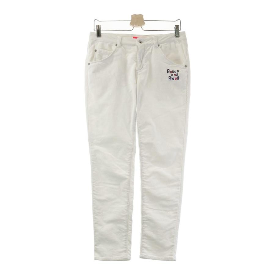 サイズ：M ROUGH&SWELL ラフアンドスウェル  コーデュロイ ストレッチ ロングパンツ  ホワイト系 [240101418404] ゴルフウェア レディース ストスト ROUGH&SWELL ラフアンドスウェル コーデュロイ ストレッチ