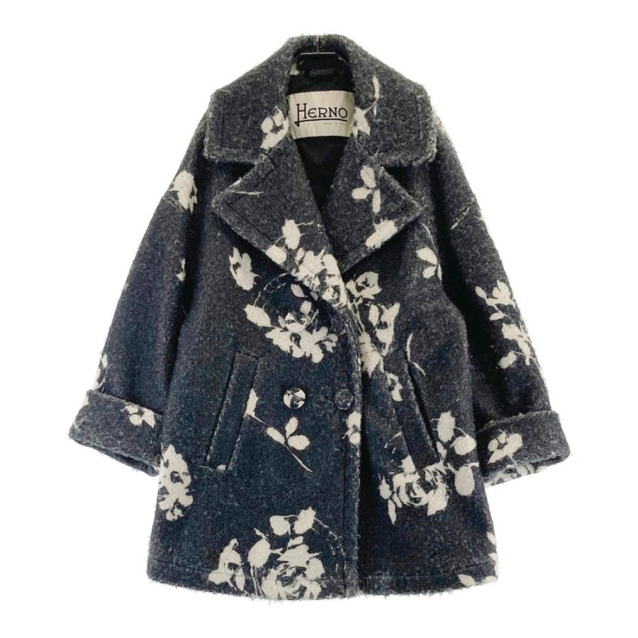 HERNO ヘルノ 37916-34503-2 ループツイードコート 花柄 グレー系 38