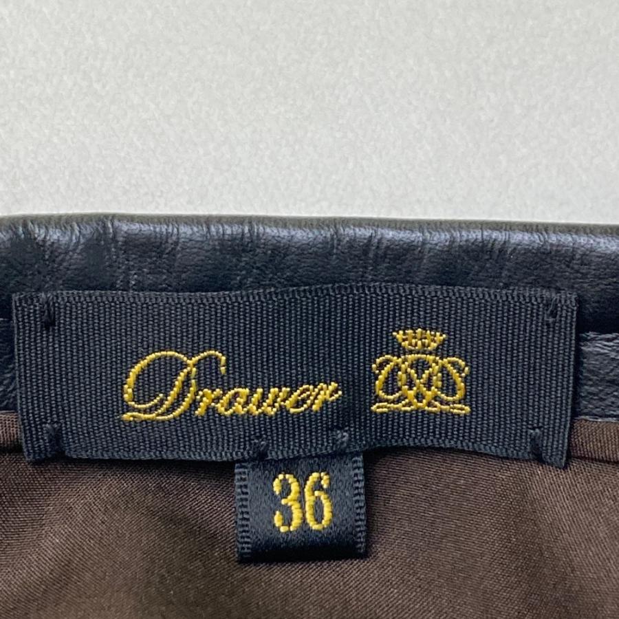 DRAWER ドゥロワー 6524-299-1263 ウエストレザー スカート 裏地シルク 