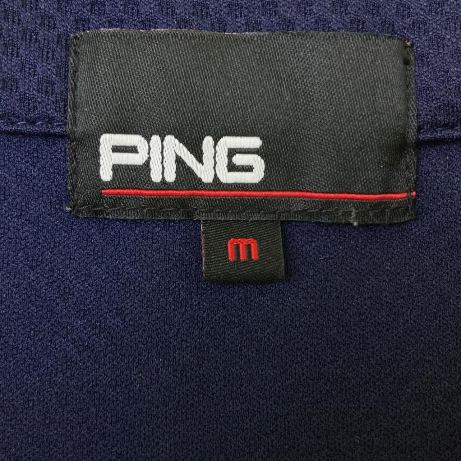 PING ピン ノースリーブ ポロシャツ ネイビー系 M ゴルフウェア