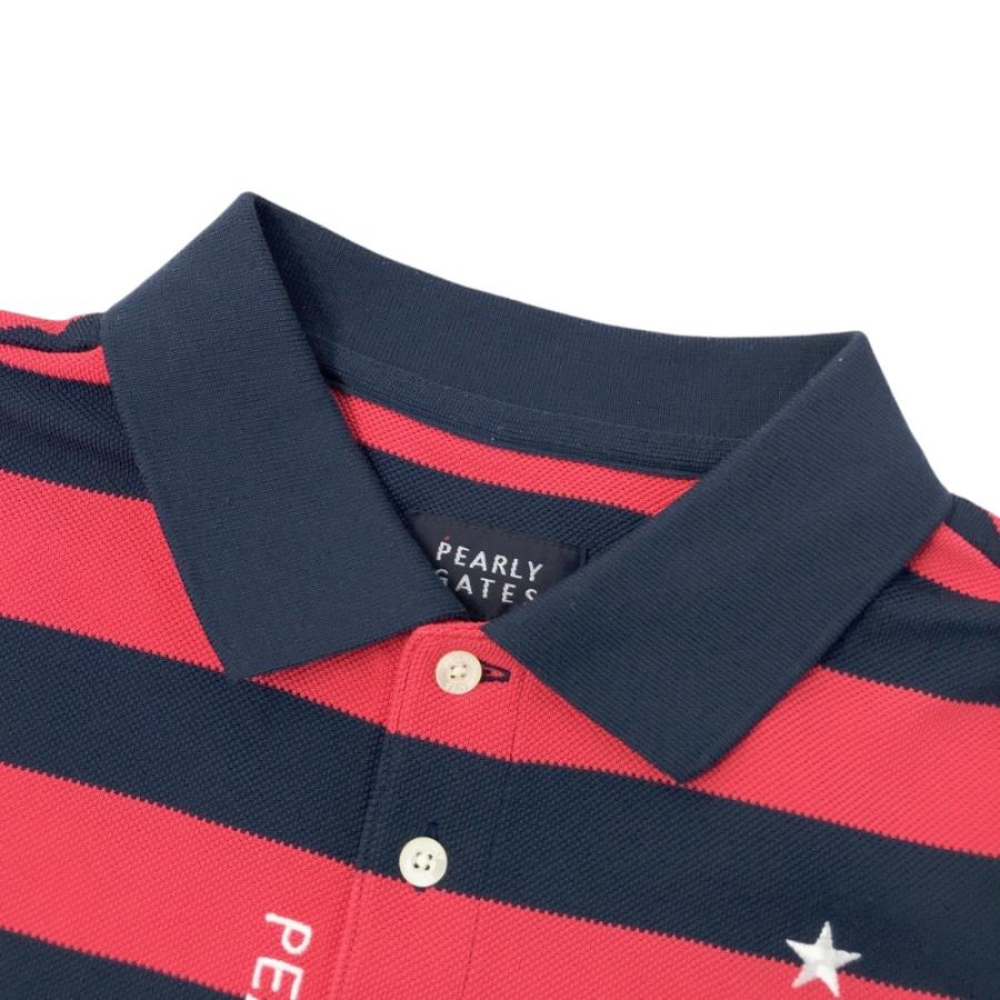 PEARLY GATES パーリーゲイツ 半袖ポロシャツ ワッペン ボーダー柄