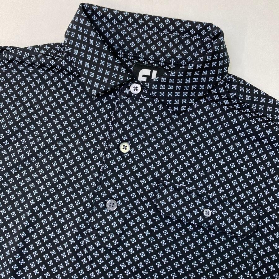 【新品未使用】FootJoy 長袖シャツ ネイビー 花柄 XL 新品　レディース FootJoy（フットジョイ） 長袖ポロシャツ 花柄 ブラック系 XL ゴルフ