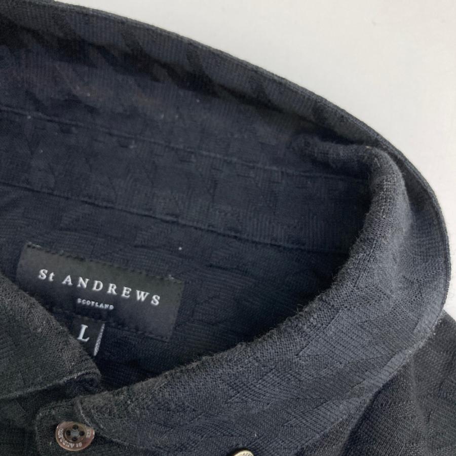 St ANDREWS セントアンドリュース 長袖ポロシャツ ボタンダウン 千鳥柄