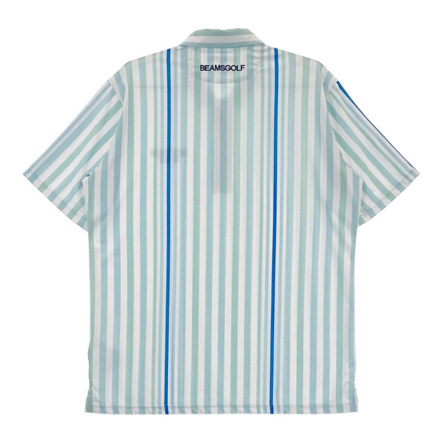 BEAMS GOLF ポロシャツ 青と白のストライプ BEAMS GOLF ビームスゴルフ 2024年 半袖ポロシャツ ストライプ ブルー