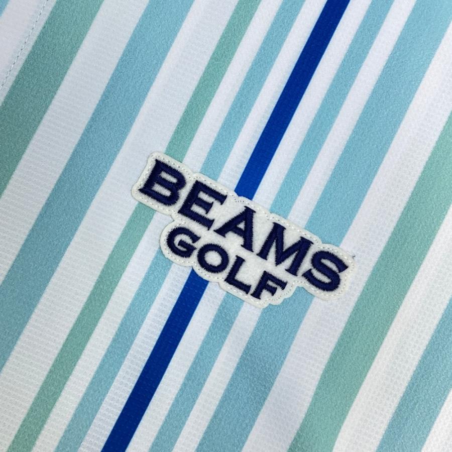 BEAMS GOLF ポロシャツ 青と白のストライプ BEAMS GOLF ビームスゴルフ 2024年 半袖ポロシャツ ストライプ ブルー