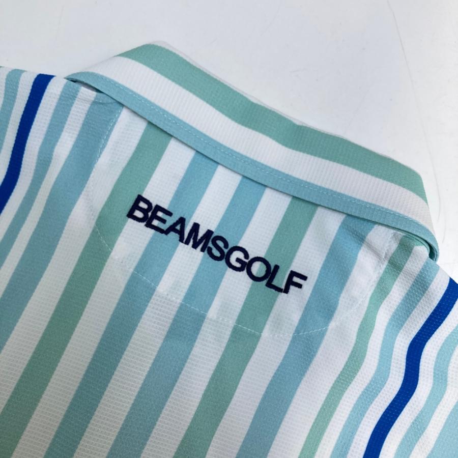 BEAMS GOLF ビームスゴルフ 2024年 半袖ポロシャツ ストライプ ブルー