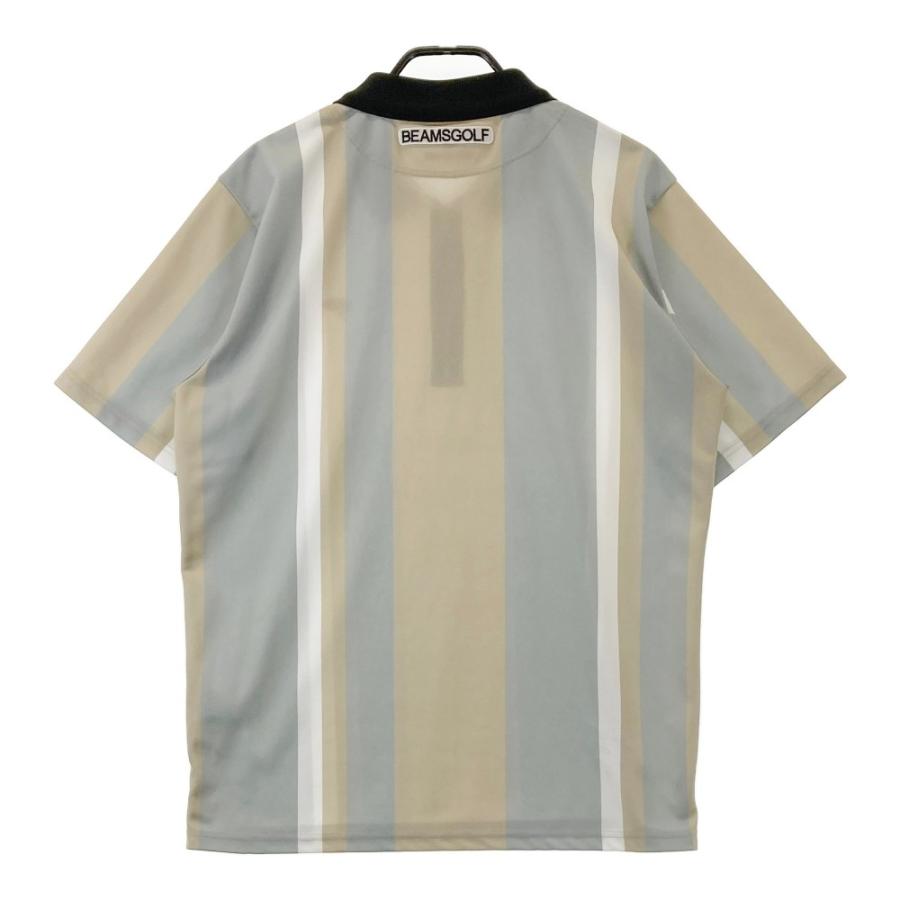 サイズ：XL BEAMS GOLF ビームスゴルフ  半袖ポロシャツ ストライプ グレー系 [240101420774] ゴルフウェア メンズ ストスト BEAMS GOLF ビームスゴルフ 半袖ポロシャツ ストライプ グレー系