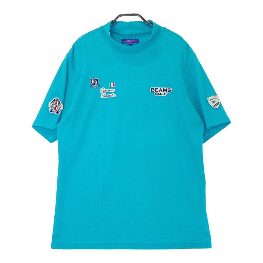 BEAMS GOLF ビームスゴルフ 半袖モックネックTシャツ メッシュ ブルー