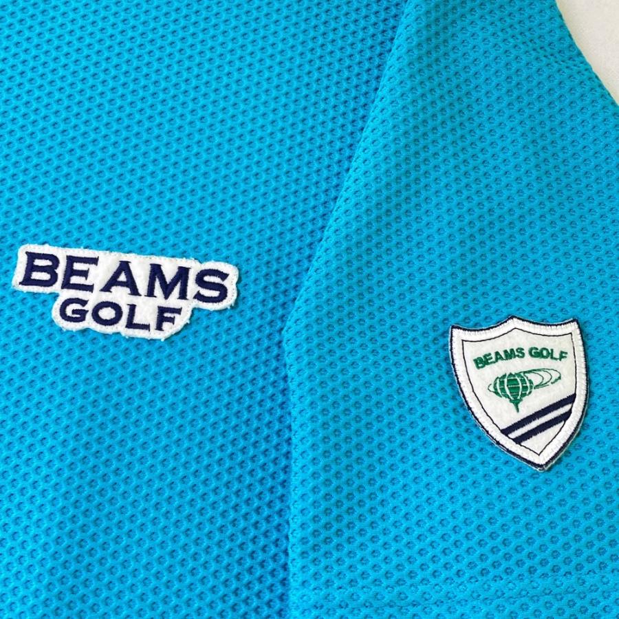 BEAMS GOLF ビームスゴルフ 半袖モックネックTシャツ メッシュ ブルー