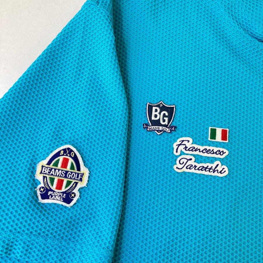 BEAMS GOLF ビームスゴルフ　メッシュ　モックネック　半袖シャツ　水色 BEAMS GOLF ビームスゴルフ 半袖モックネックTシャツ メッシュ ブルー