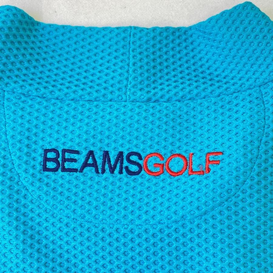 BEAMS GOLF ビームスゴルフ 半袖モックネックTシャツ メッシュ ブルー