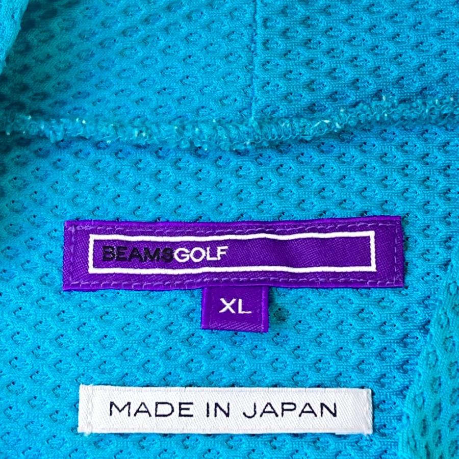 BEAMS GOLF ビームスゴルフ 半袖モックネックTシャツ メッシュ ブルー
