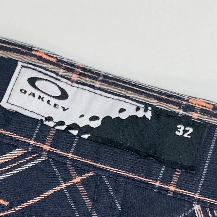 OAKLEY オークリー ストレッチパンツ チェック柄 ネイビー系 32 ゴルフ