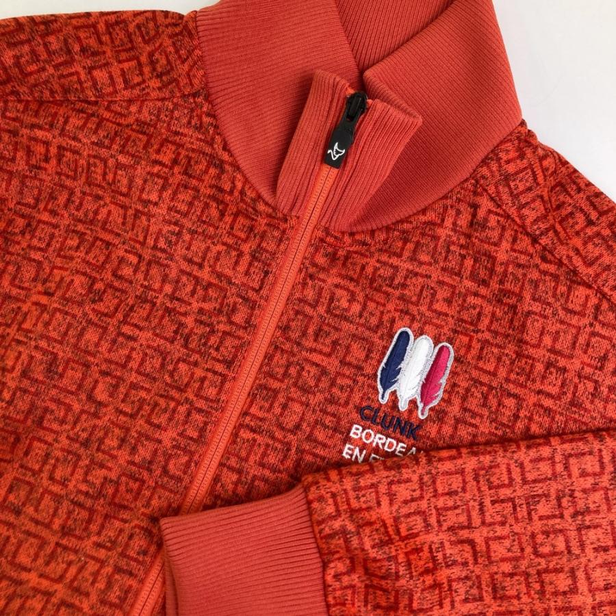 【新品】デサントゴルフ ジャガード ジップ セーター オレンジ グレー M 新品】デサントゴルフ ジャガード ジップ セーター オレンジ