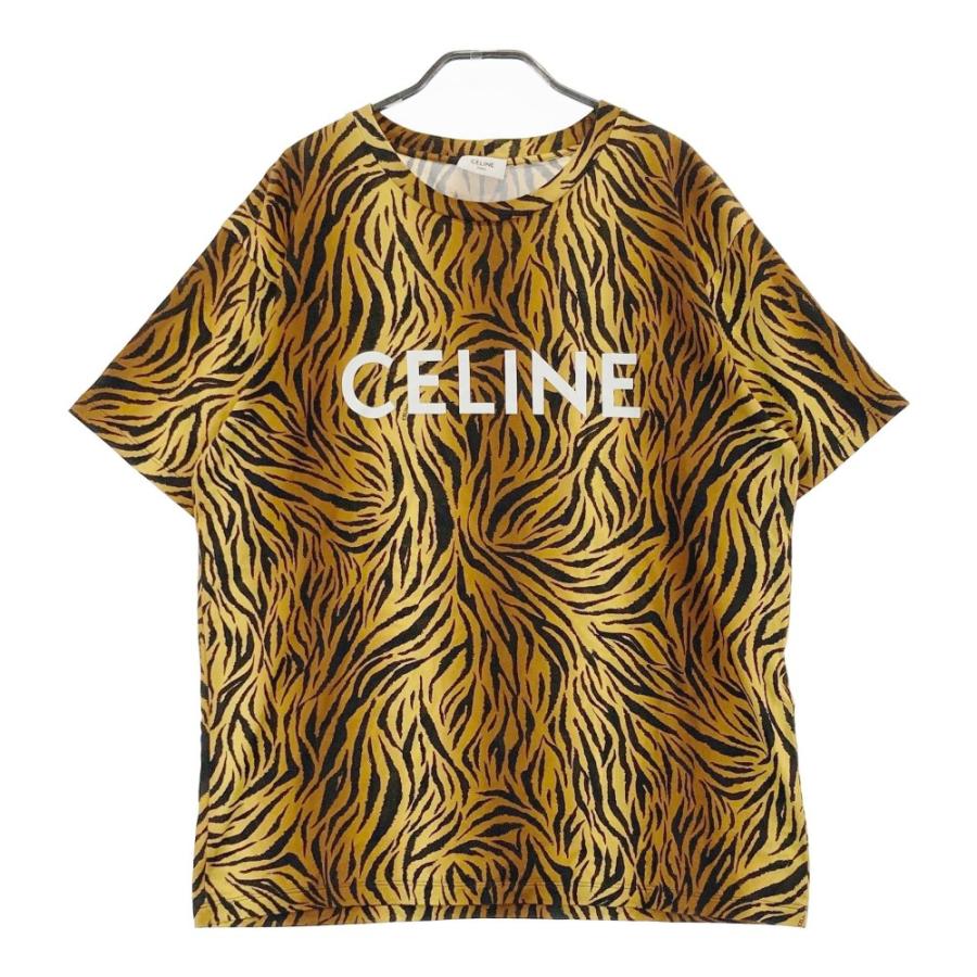 美品】CELINE セリーヌ 2X681581Q 半袖Tシャツ タイガー ブラウン系 L