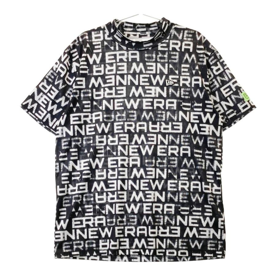 NEW ERA ニューエラ 半袖モックネックTシャツ 総柄 ブラック系 XL