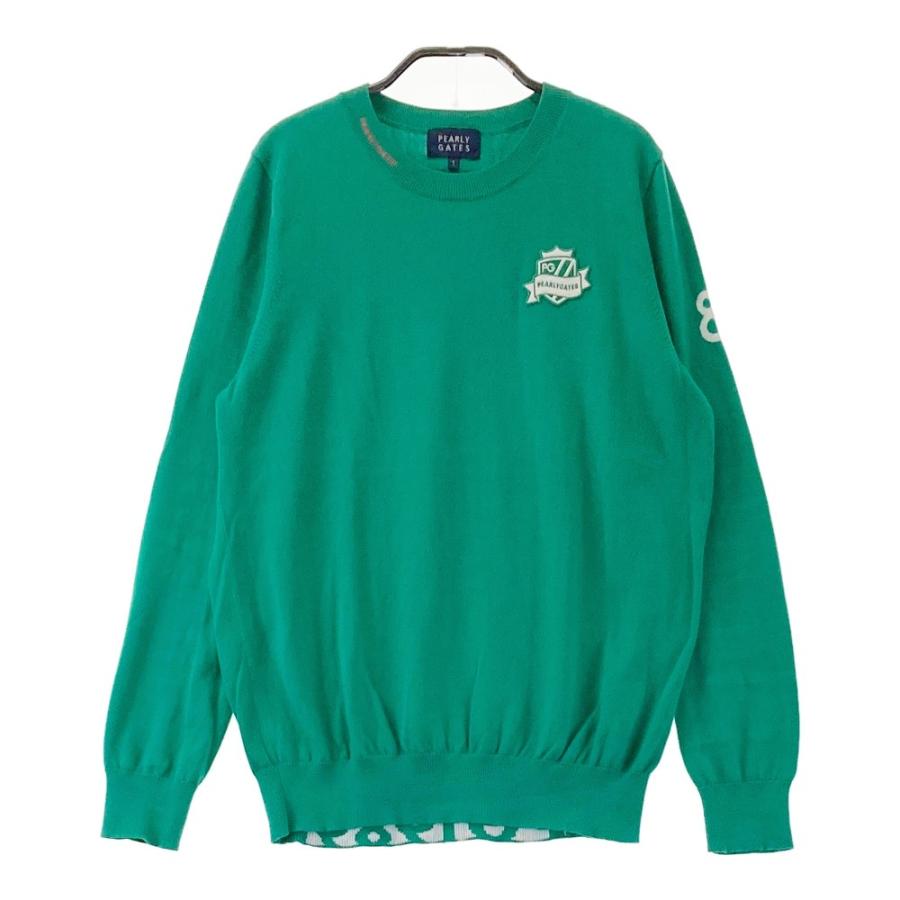 美品！PEARLY GATESニットセーターワッペン PEARLY GATES パーリーゲイツ ニットセーター ロゴワッペン グリーン系