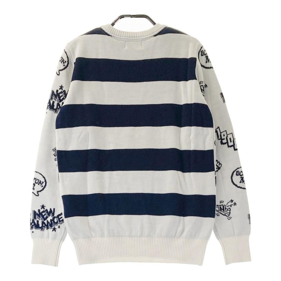 サイズ：0 NEW BALANCE GOLF ニューバランス  ウール混 ニットセーター ボーダー×総柄 ホワイト系 [240101422949] ゴルフウェア レディース ストスト NEW BALANCE GOLF ニューバランス ウール混 ニットセーター