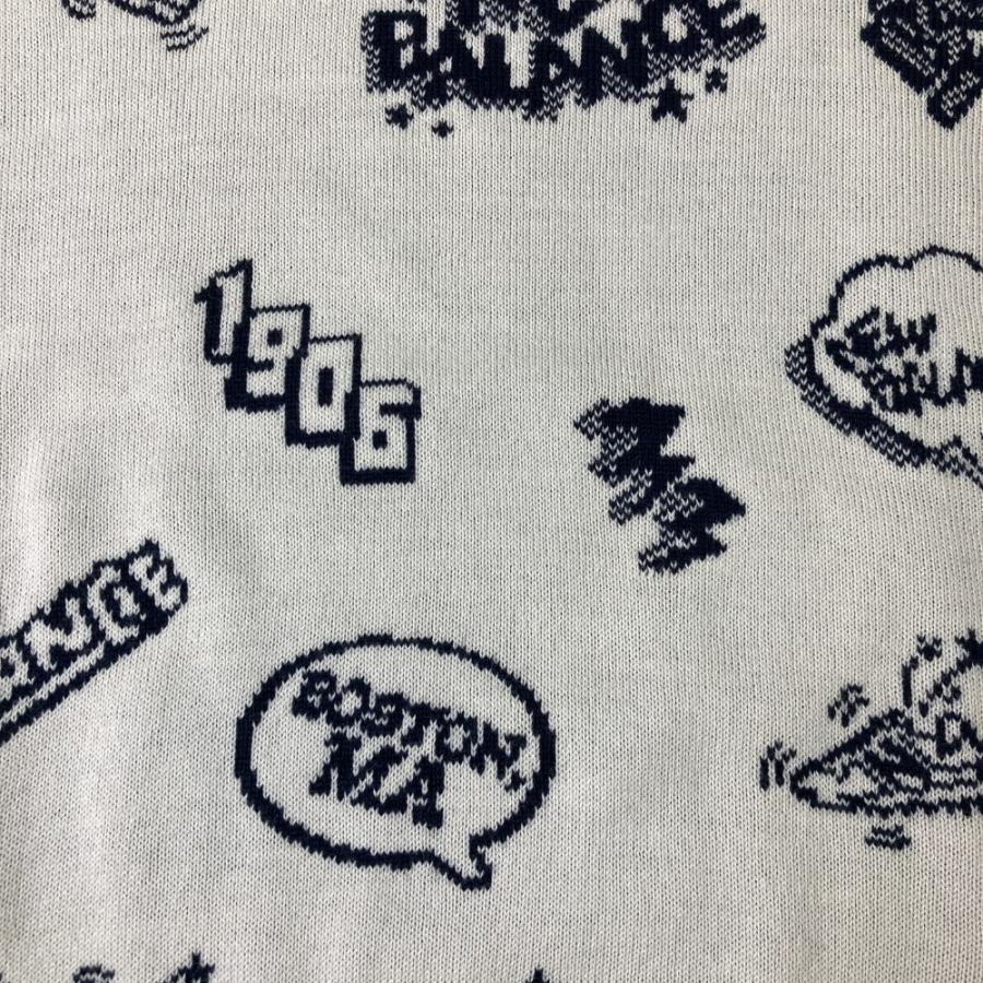 サイズ：0 NEW BALANCE GOLF ニューバランス  ウール混 ニットセーター ボーダー×総柄 ホワイト系 [240101422949] ゴルフウェア レディース ストスト NEW BALANCE GOLF ニューバランス ウール混 ニットセーター