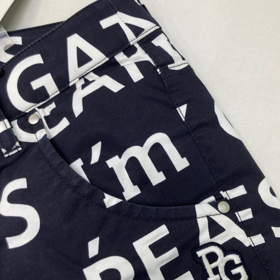 美品　パーリーゲイツ ゴルフウェア パンツ ロゴ総柄 ストレッチ　Sサイズ PEARLY GATES パーリーゲイツ ストレッチパンツ ロゴ総柄 ネイビー系