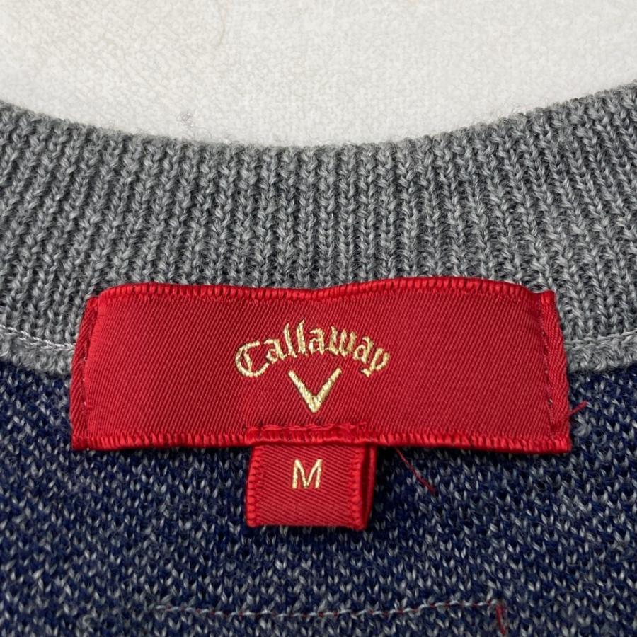 サイズ：M CALLAWAY キャロウェイ  ニットセーター リボン 総柄 グレー系 [240101423597] ゴルフウェア メンズ ストスト Callaway（キャロウェイ） ニットセーター リボン 総柄 グレー系 M