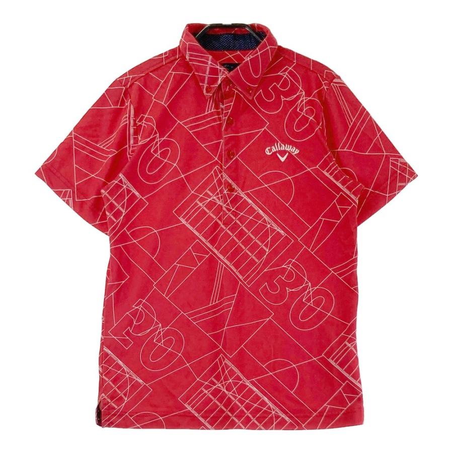 CALLAWAY キャロウェイ 半袖ポロシャツ 総柄 レッド系 M ゴルフウェア