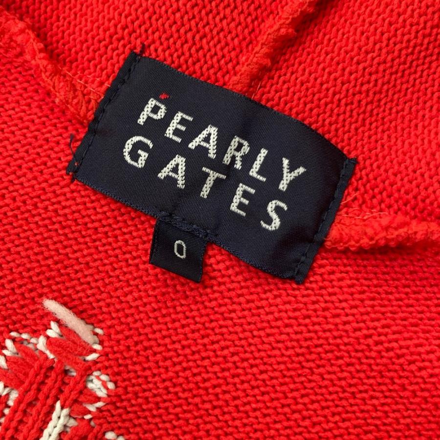 PEARLY GATES パーリーゲイツ ニット ジップパーカー レッド系 0