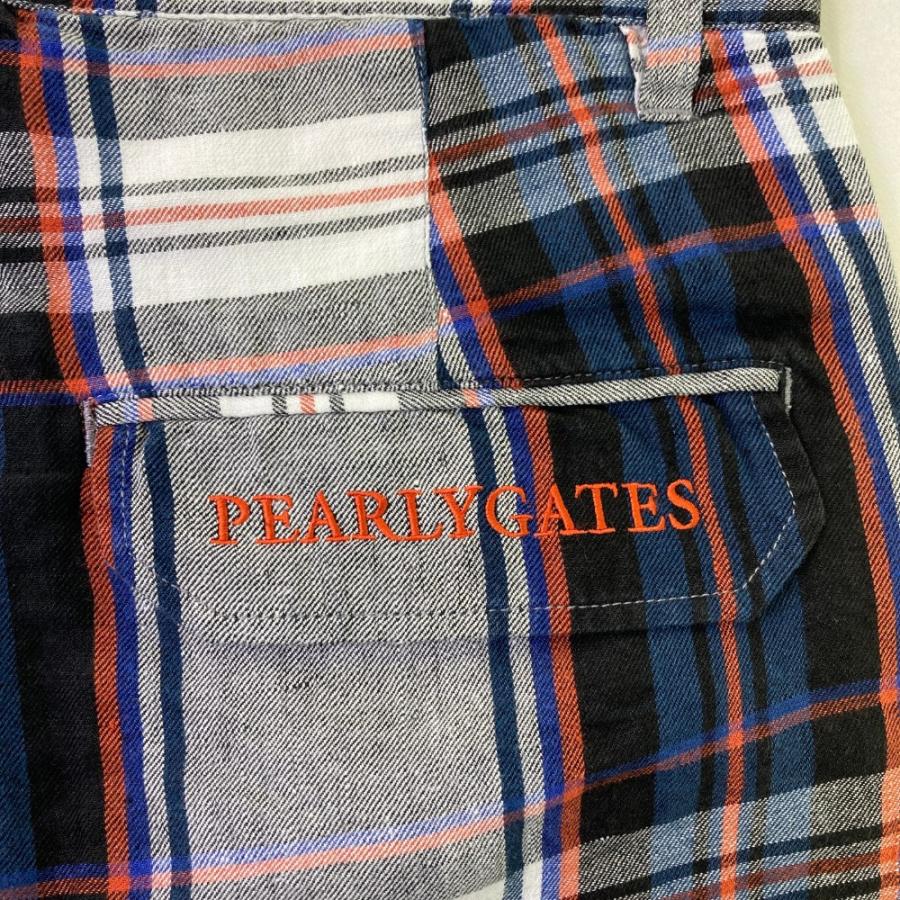 サイズ：4 PEARLY GATES パーリーゲイツ  リネン ハーフパンツ チェック柄 ネイビー系 [240101424735] ゴルフウェア メンズ ストスト PEARLY GATES パーリーゲイツ リネン ハーフパンツ チェック柄