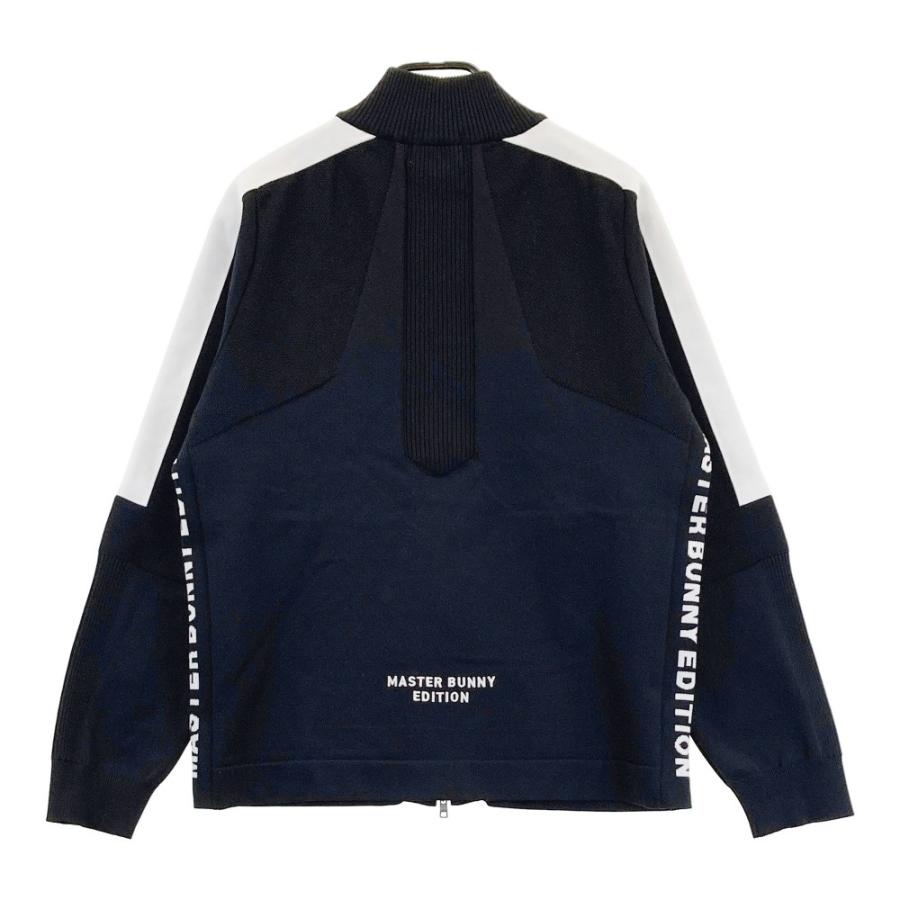 サイズ：5 MASTER BUNNY EDITION マスターバニーエディション  サイドロゴ ニット ジップジャケット  ブラック系 [240101424878] ゴルフウェア メンズ ストスト MASTER BUNNY EDITION マスターバニーエディション サイドロゴ