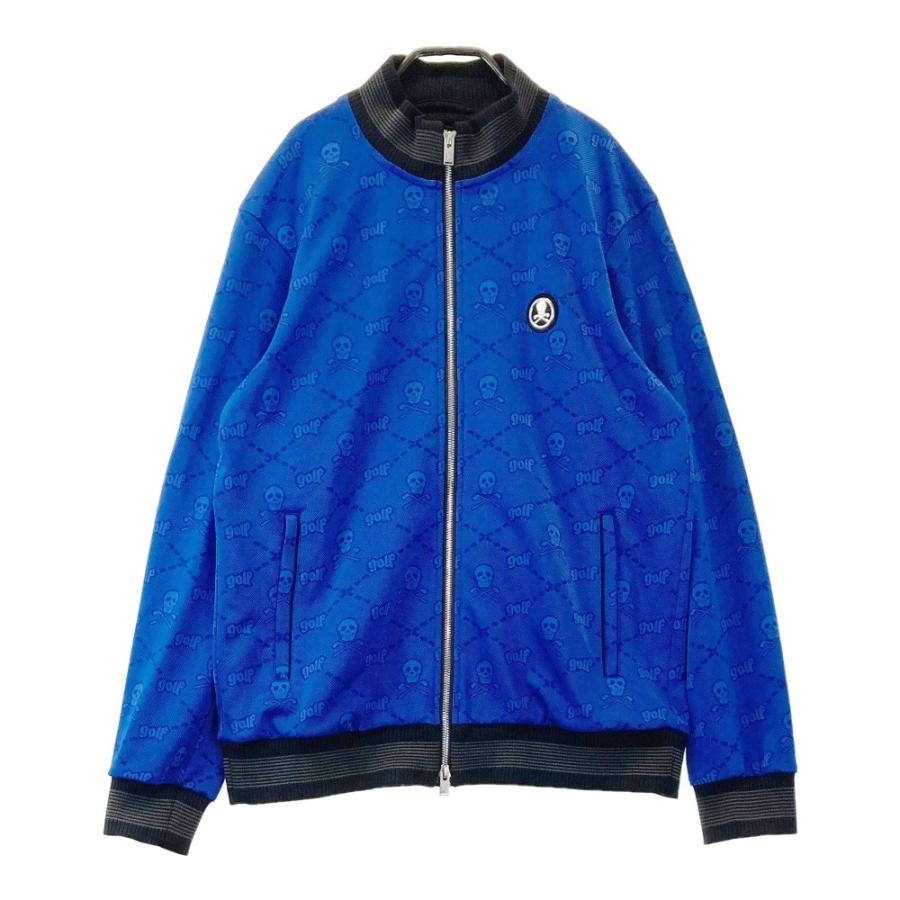 MARK & LONA スカル マークアンドロナ ゴルフウェア SIZE 48 MARK&LONA マークアンドロナ ジップジャケット スカル総柄 ブルー系 48