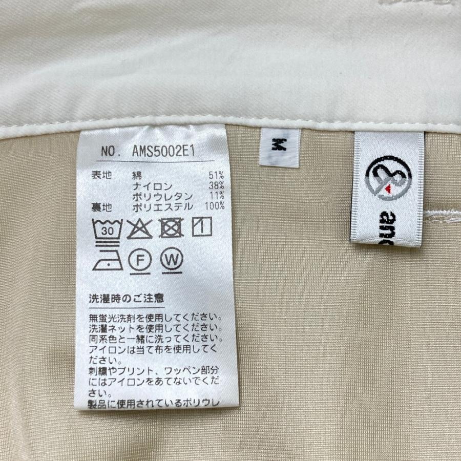 and per se ホワイトパンツM新品 AND PER SE アンパスィ ストレッチパンツ ワッペン ホワイト系 M