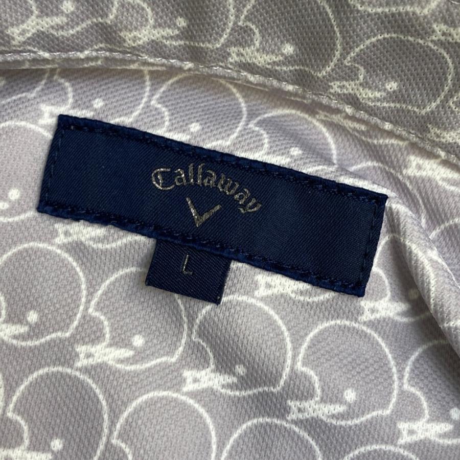 CALLAWAY キャロウェイ 半袖ポロシャツ ヘルメット総柄 グレー系 L 