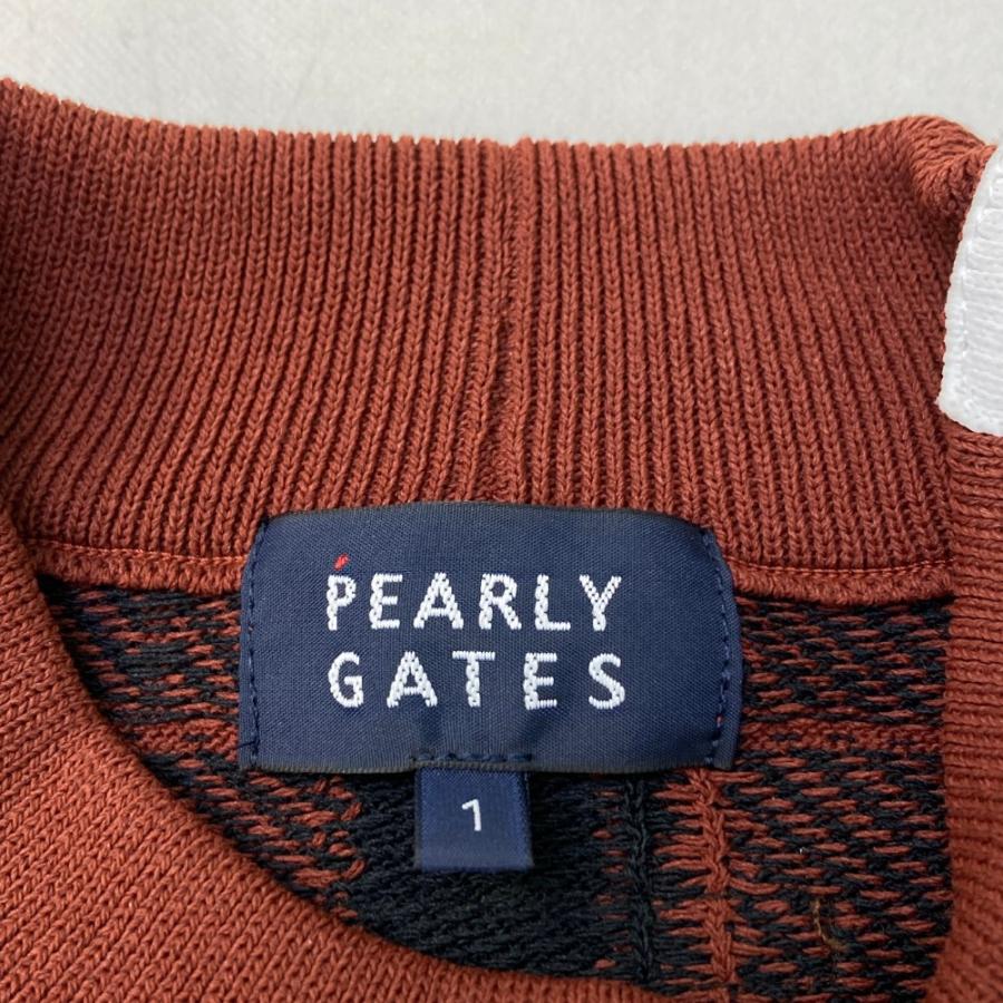 サイズ：1 PEARLY GATES パーリーゲイツ 2023年モデル モックネック ニットセーター チェック柄 ブラウン系 [240101426610] ゴルフウェア レディース ストスト PEARLY GATES パーリーゲイツ 2023年モデル モックネック ニット